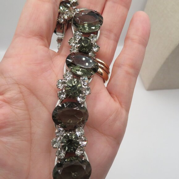 Juliana D&E Oval Black Glass and Black. And Clear Chatons Silver Tone Bracelet - Picture 6 of 15
